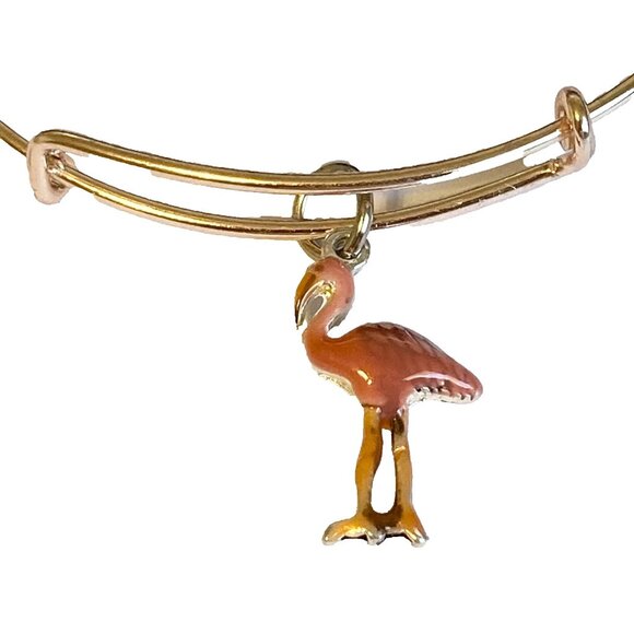 Rose Gold Pink Flamingo Charm Bracelet Peach Enamel Island Bird Plated - Picture 2 of 8